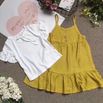 Combo váy yếm đũi tằm kèm áo cotton size 7 -10